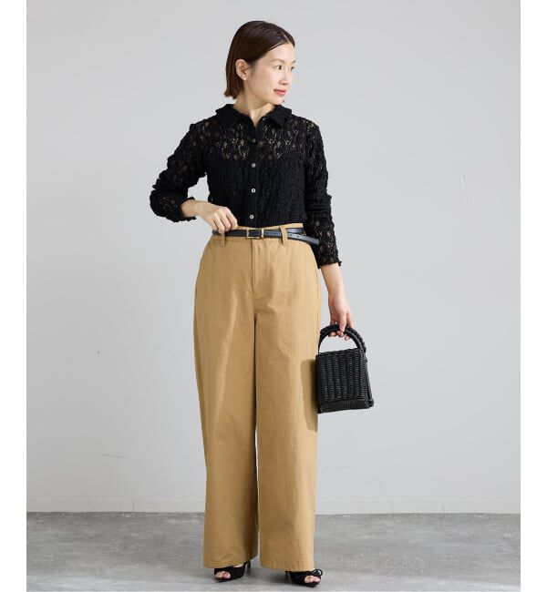 IENA「《追加》Flowerストレッチレース ポロシャツ」|Tシャツ・カットソー|