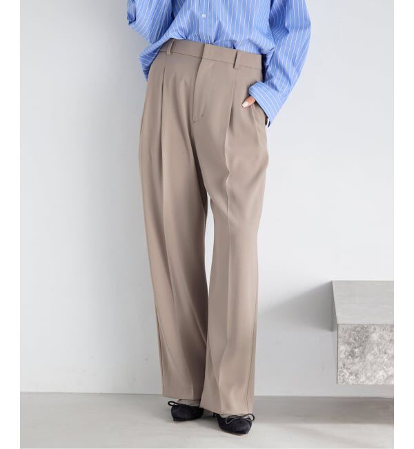 IENA「《追加》ウォッシャブル ジョーゼットスラックス」|スラックス|ベージュ