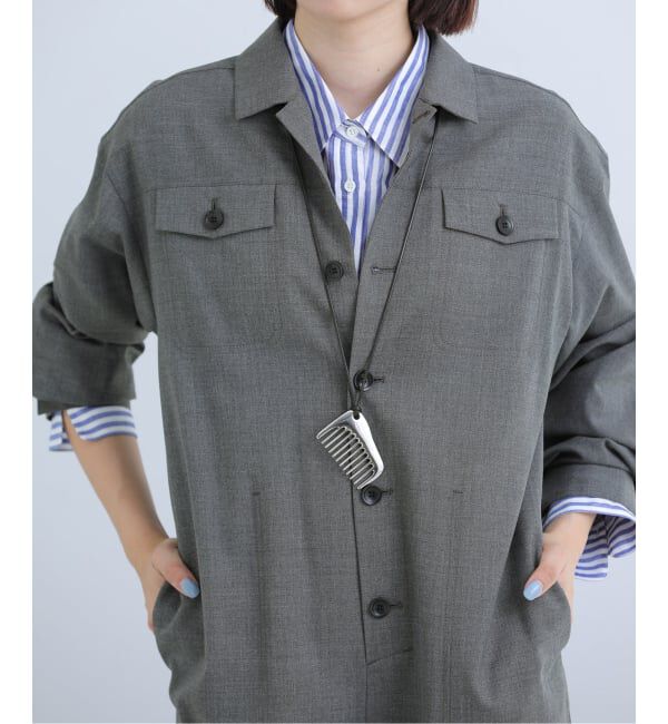 IENA「T/Wオープンカラーオールインワン」|オールインワン|グレー