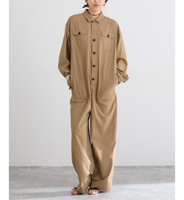 IENA「T/Wオープンカラーオールインワン」|オールインワン|キャメル