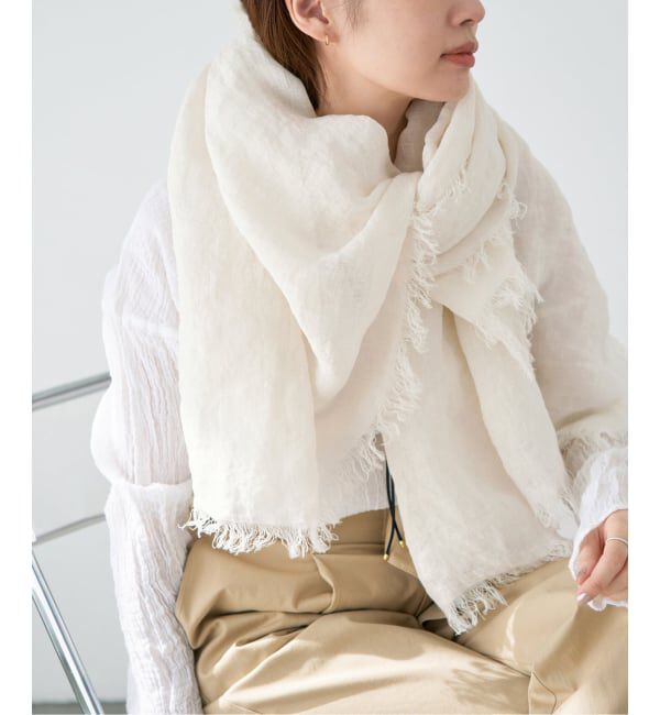 IENA「ASAUCE MELER/アソースメレ フランダースサン リネンガーゼ」|ストール|ホワイト