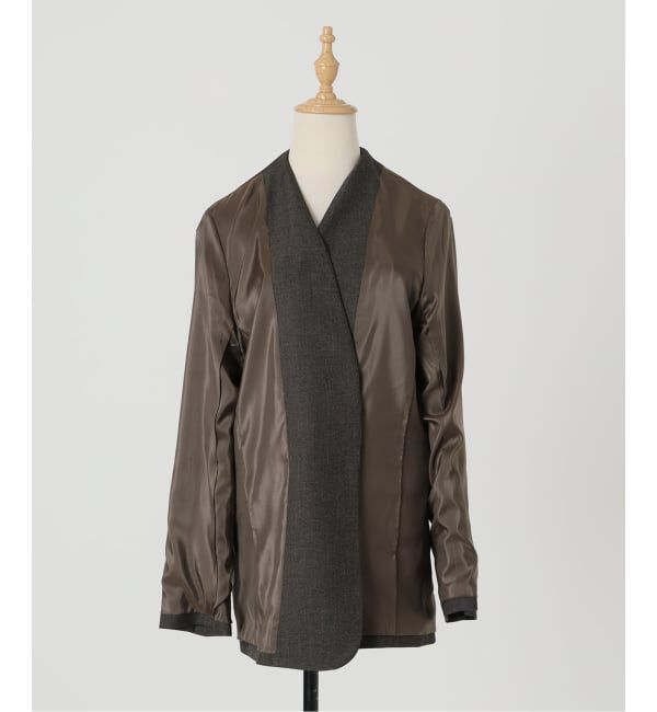 IENA「《セットアップ対応》シャークツイードノーカラージャケット」|ノーカラージャケット|