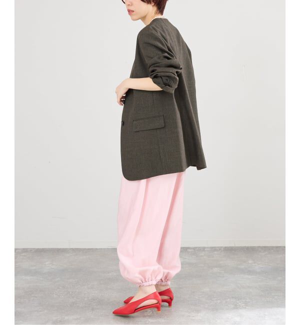 IENA「《セットアップ対応》シャークツイードノーカラージャケット」|ノーカラージャケット|