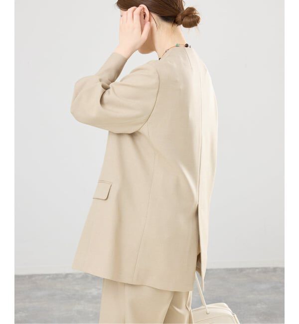 IENA「《セットアップ対応》シャークツイードノーカラージャケット」|ノーカラージャケット|