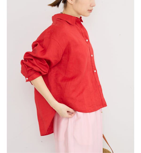 IENA「リネンワイドショートシャツ」|シャツ・ブラウス|レッド