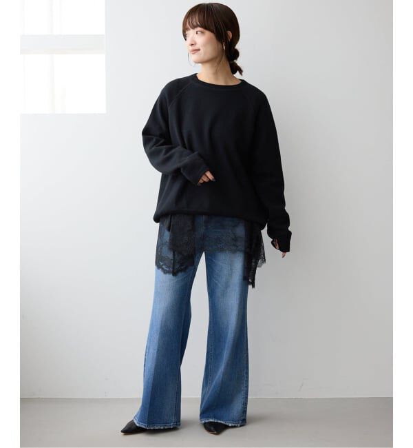 SLOBE IENA「《WEB限定/追加6》レースコンビカットソー」|Tシャツ・カットソー|