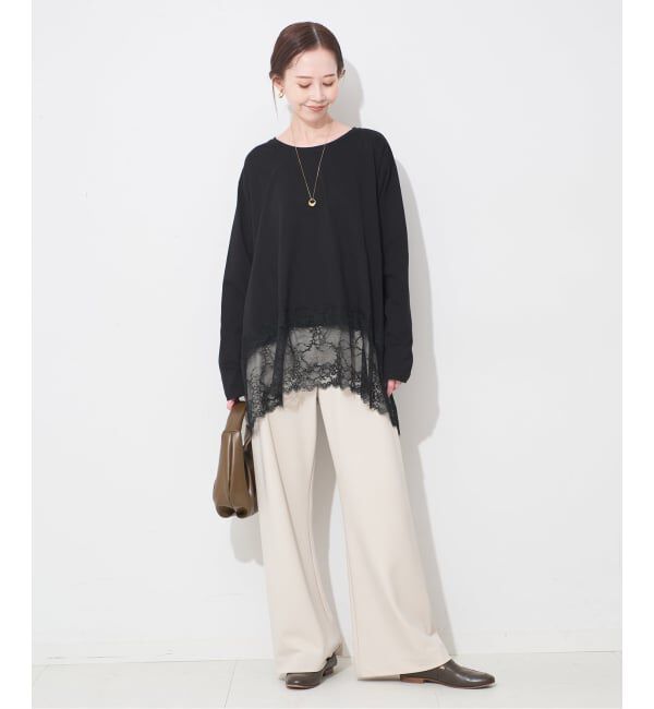 SLOBE IENA「《WEB限定/追加6》レースコンビカットソー」|Tシャツ・カットソー|