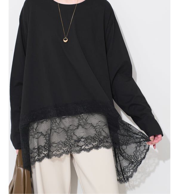 SLOBE IENA「《WEB限定/追加6》レースコンビカットソー」|Tシャツ・カットソー|