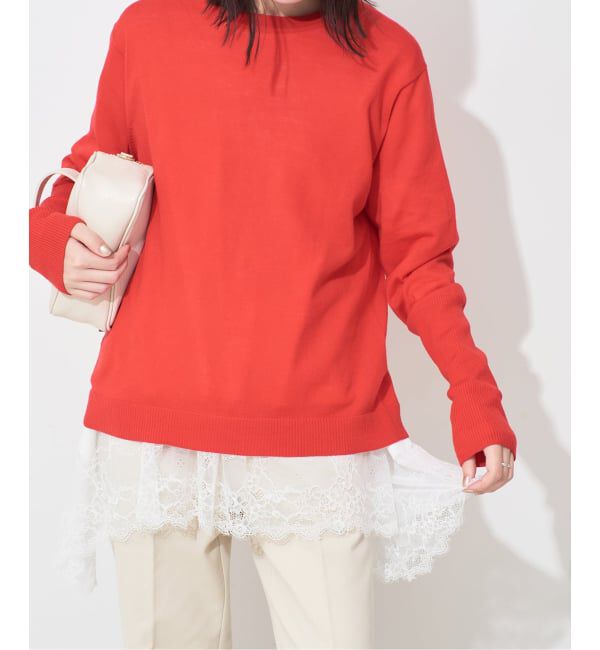 SLOBE IENA「《WEB限定/追加6》レースコンビカットソー」|Tシャツ・カットソー|