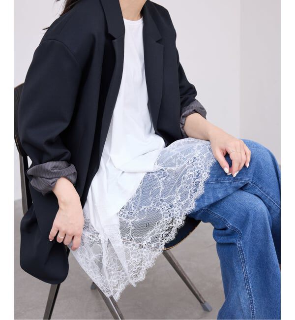 SLOBE IENA「《WEB限定/追加6》レースコンビカットソー」|Tシャツ・カットソー|ホワイト