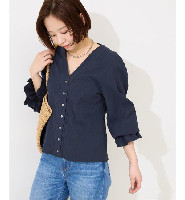 SLOBE IENA「《予約》Vネックフレアスリーブブラウス」|シャツ・ブラウス|