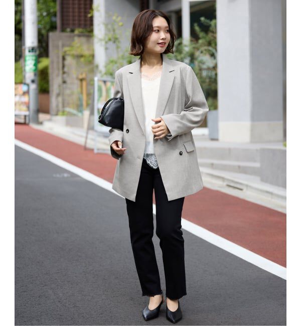 SLOBE IENA「《WEB限定/セットアップ対応可/追加3》ウォッシャブルツイルダブルジャケット」|テーラードジャケット|