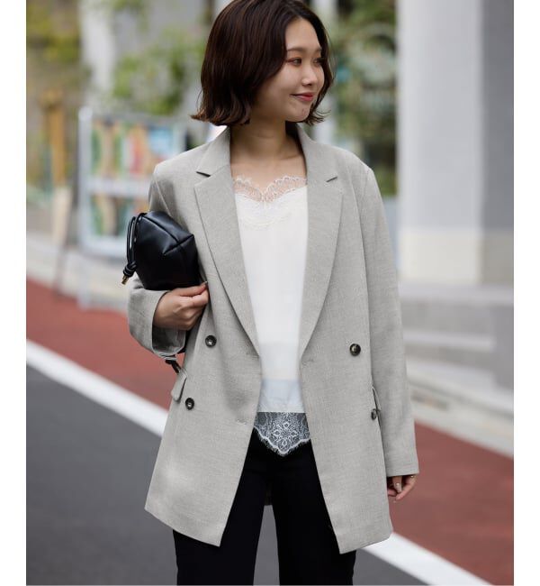 SLOBE IENA「《WEB限定/セットアップ対応可/追加3》ウォッシャブルツイルダブルジャケット」|テーラードジャケット|