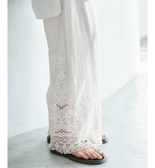 IENA「カットワークレースパンツ」|その他|ホワイト