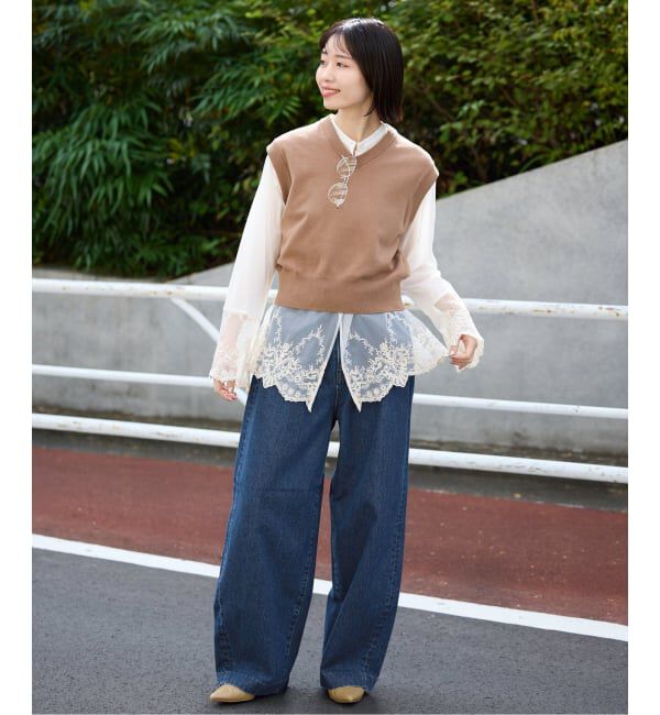SLOBE IENA「《WEB限定/追加予約》LE DENIM カーブバギーデニムパンツ」|デニム|