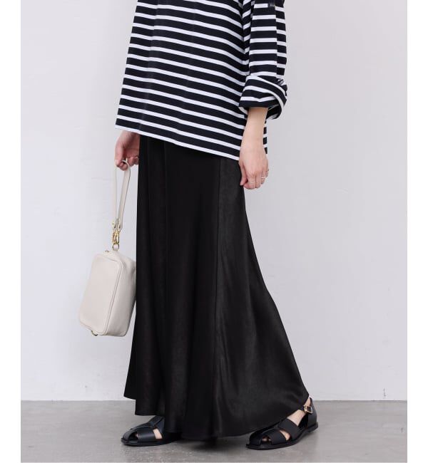 SLOBE IENA「《WEB限定/追加2》グロッシーサテンフレアスカート」|スカート|