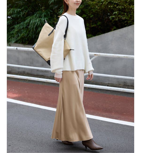 SLOBE IENA「《WEB限定/追加2》グロッシーサテンフレアスカート」|スカート|