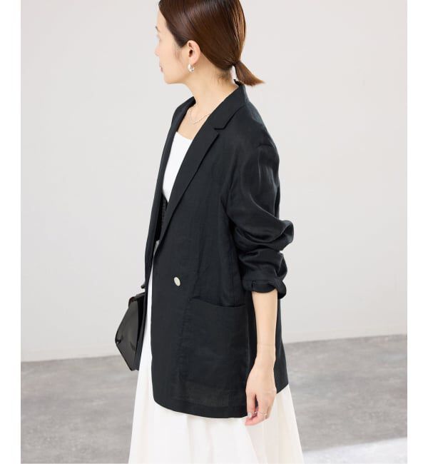 IENA「《追加予約》ウォッシャブル ソフトリネン リラックスジャケット」|テーラードジャケット|