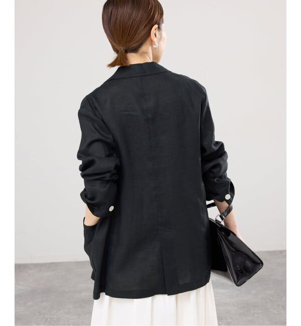 IENA「《追加予約》ウォッシャブル ソフトリネン リラックスジャケット」|テーラードジャケット|
