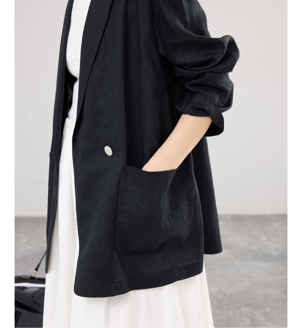 IENA「《追加予約》ウォッシャブル ソフトリネン リラックスジャケット」|テーラードジャケット|