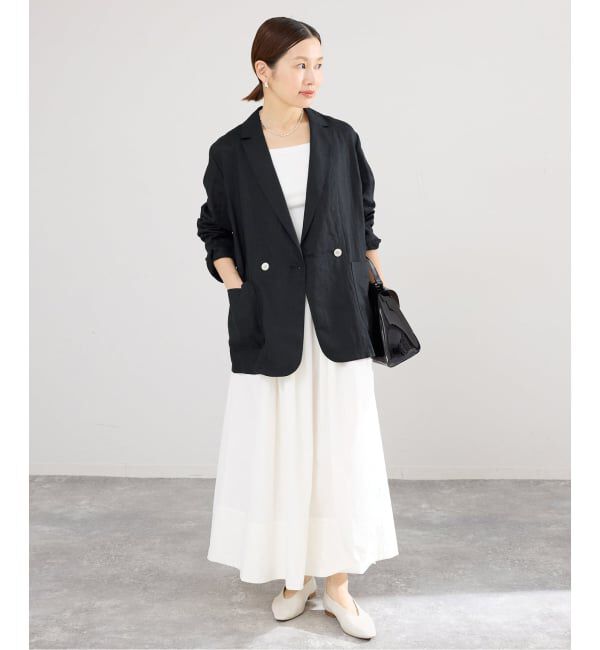 IENA「《追加予約》ウォッシャブル ソフトリネン リラックスジャケット」|テーラードジャケット|