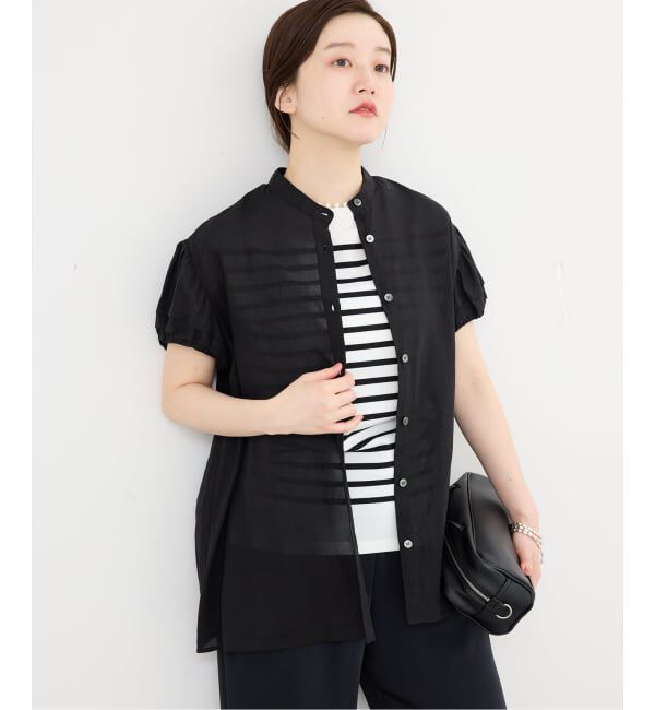 IENA「《WEB限定/追加予約》パフスリーブ半袖ブラウス」|シャツ・ブラウス|ブラック