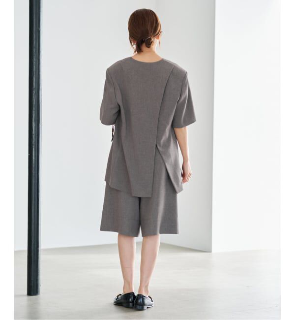 IENA「《セットアップ対応/予約》 トロピカルハーフジャケット」|ノーカラージャケット|