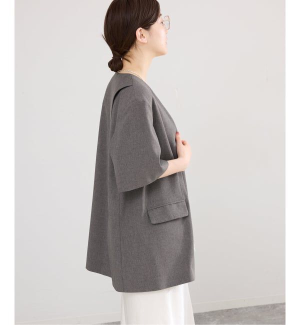 IENA「《セットアップ対応/予約》 トロピカルハーフジャケット」|ノーカラージャケット|