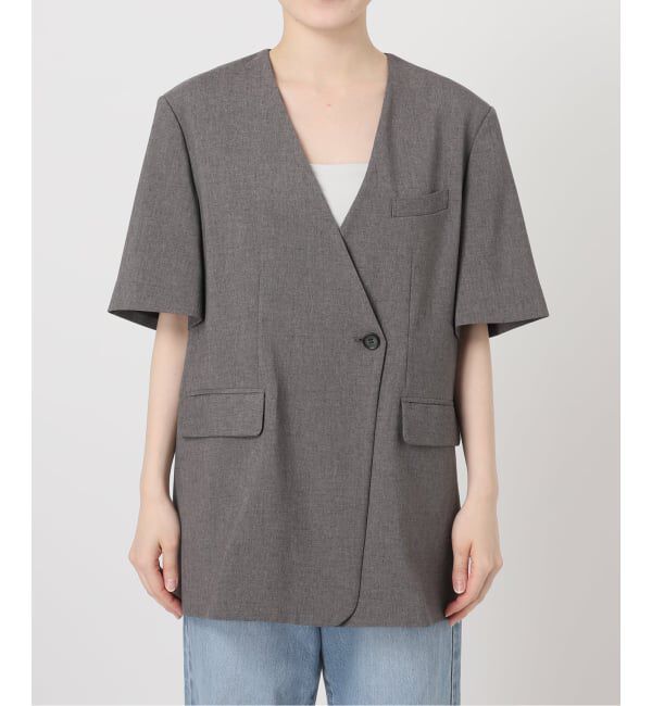 IENA「《セットアップ対応/予約》 トロピカルハーフジャケット」|ノーカラージャケット|