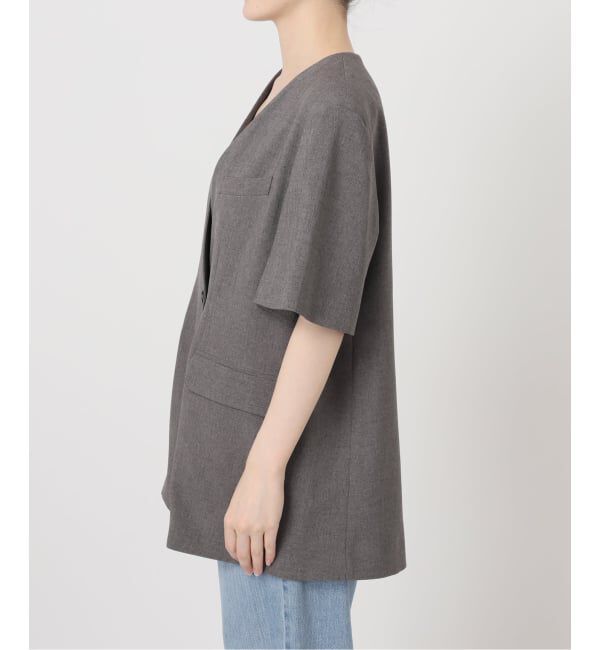 IENA「《セットアップ対応/予約》 トロピカルハーフジャケット」|ノーカラージャケット|