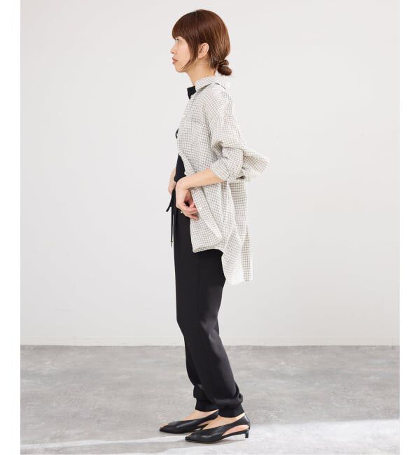 IENA「《セットアップ対応/予約》フレンチリネンチェックレギュラーカラーシャツ」|シャツ・ブラウス|