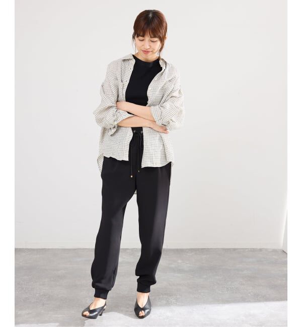 IENA「《セットアップ対応/予約》フレンチリネンチェックレギュラーカラーシャツ」|シャツ・ブラウス|