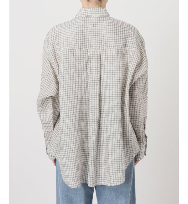 IENA「《セットアップ対応/予約》フレンチリネンチェックレギュラーカラーシャツ」|シャツ・ブラウス|