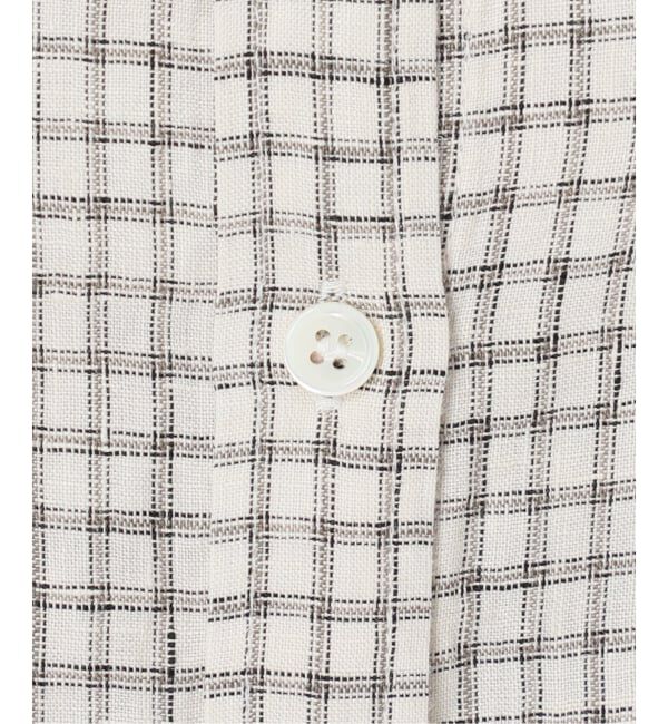 IENA「《セットアップ対応/予約》フレンチリネンチェックレギュラーカラーシャツ」|シャツ・ブラウス|