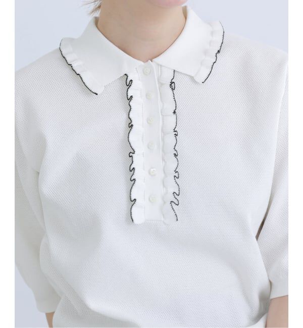 IENA「《WEB限定/追加2予約》フリルプルオーバー」|ニット・セーター|ホワイト