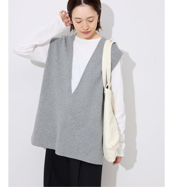 SLOBE IENA「《WEB限定/追加予約》ダブルフェイスコットンニットベスト」|ベスト・ジレ|