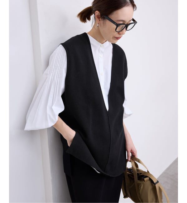 SLOBE IENA「《WEB限定/追加予約》ダブルフェイスコットンニットベスト」|ベスト・ジレ|