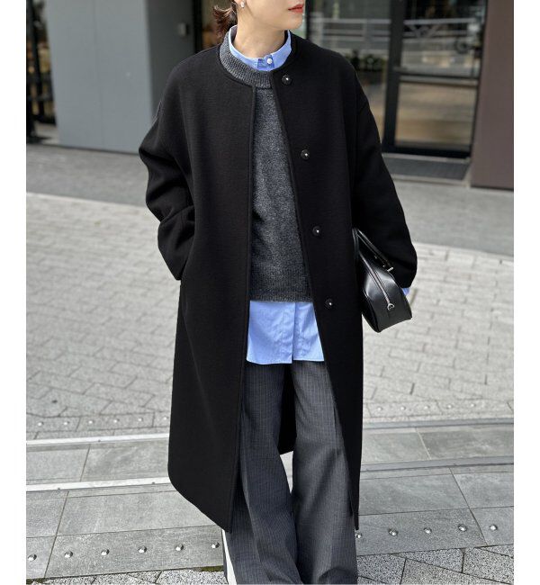 JOURNAL STANDARD「スーパー140ビーバーノーカラーコート」|ノーカラーコート|ブラック