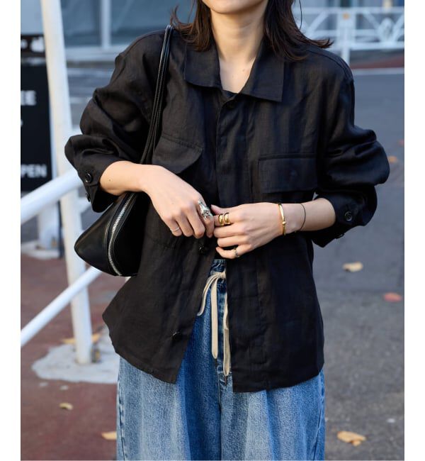 JOURNAL STANDARD「《追加3》リネンミリタリージャケット」|ミリタリージャケット|ブラック