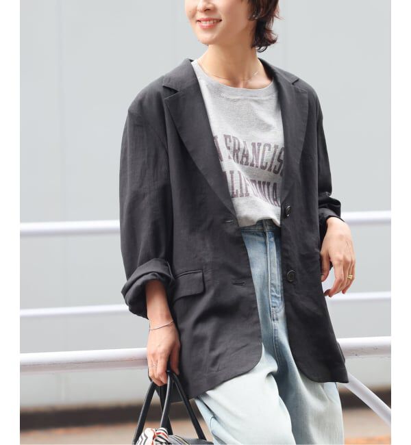 JOURNAL STANDARD relume「［手洗い可］リネンフィールシングルジャケット」|テーラードジャケット|ブラック