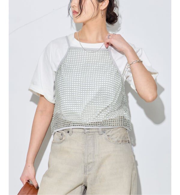journal standard L'essage「【JANE SMITH/ジェーンスミス】SQUARE MESH CAMISOLE：キャミソール」|キャミソール|ベージュ