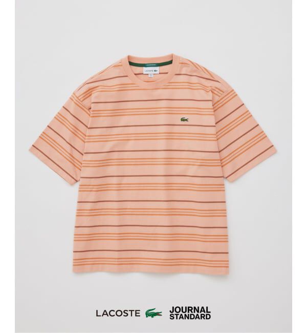 JOURNAL STANDARD「《予約》LACOSTE / ラコステ 別注 マルチ ストライプ クルーネック Tシャツ」|Tシャツ・カットソー|ピンク