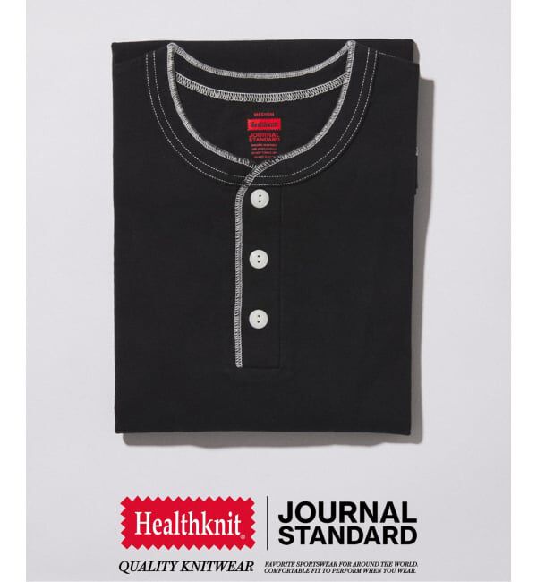 JOURNAL STANDARD「《予約》Healthknit / ヘルスニット 別注 ヘンリーネックTシャツ」|Tシャツ・カットソー|ブラック A