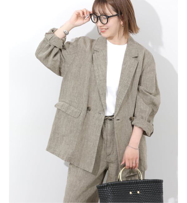 JOURNAL STANDARD relume「《予約》ベルギーリネンテーラードダブルジャケット」|テーラードジャケット|ブラウン