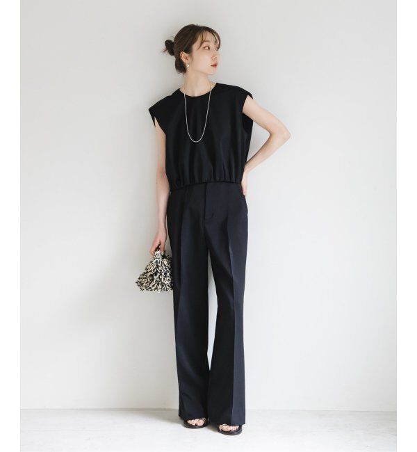 NOBLE「《追加》【洗える】エステルツイルストレッチスラックスパンツ7」|スラックス|