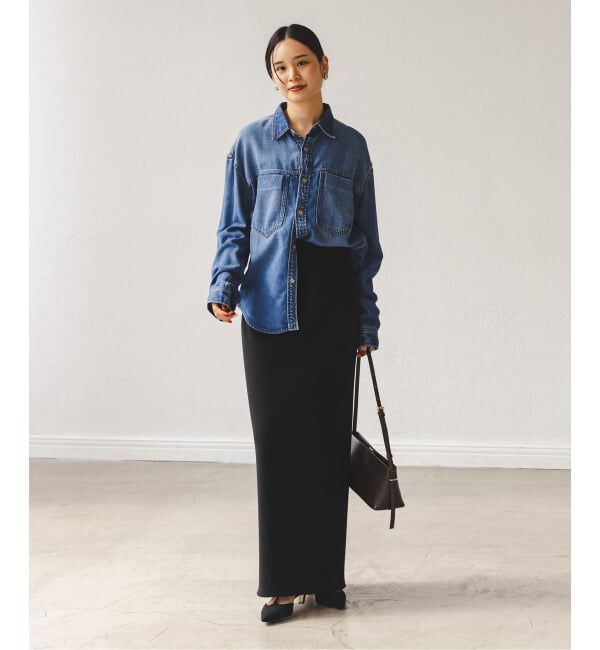 NOBLE「《追加》【洗える】コンフォートジャージーライクタイトスカート 4」|スカート|