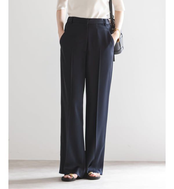 NOBLE「【洗える】ルナサテンベルテッドパンツ」|スラックス|