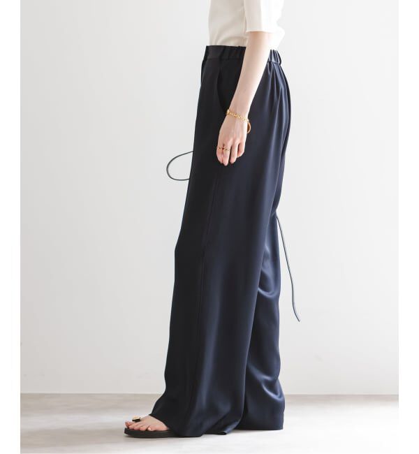 NOBLE「【洗える】ルナサテンベルテッドパンツ」|スラックス|