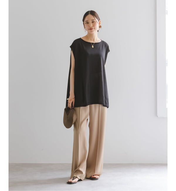 NOBLE「【洗える】ルナサテンベルテッドパンツ」|スラックス|