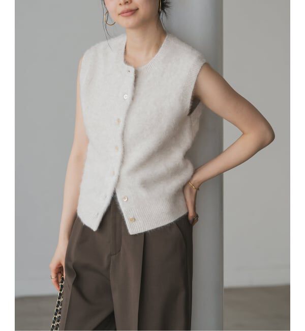 NOBLE「FOX/Caファーニットフロントボタンベスト」|ベスト・ジレ|